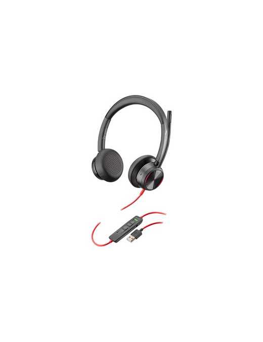 HP Inc. Poly Blackwire 8225 USB-A Headset - Stereo - Mini-phone (3.5mm), USB Type A - Wired - 32 Ohm - Over-the-head - Binaural 