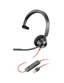 HP Inc. Poly Blackwire 3310 USB-A Headset - Mono - USB Type A, Mini-phone (3.5mm) - Wired - 32 Ohm - 20 Hz - 20 kHz - On-ear - M