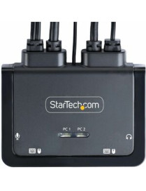 StarTech.com 2-Port Hybrid USB-C DisplayPort Cable KVM Switch, 4K 60Hz, Compact KVM with 6ft/1.8m USB-A & 4ft/1.2m USB-C Integra