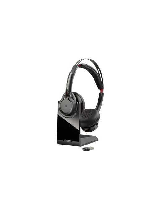 HP Inc. Poly Voyager Focus B825 USB-A With Charge Stand Headset - Siri, Google Assistant - Stereo - USB Type A, Micro USB - Wire