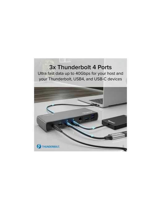 Plugable Thunderbolt 4 Dock with 100W Charging, Thunderbolt Certified, 3x Thunderbolt Ports - Laptop Docking Station Dual Monito