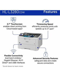 Brother HL-L3280CDW Desktop Wireless Laser Printer - Color - Plain Paper Print