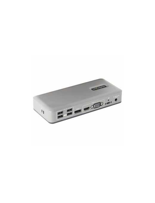 StarTech.com Dual-Monitor USB-C Docking Station, DisplayPort & HDMI/VGA Multi Monitor Dock up to 4K 60Hz, USB-C Dock, 7x USB Hub