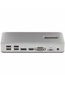 StarTech.com Dual-Monitor USB-C Docking Station, DisplayPort & HDMI/VGA Multi Monitor Dock up to 4K 60Hz, USB-C Dock, 7x USB Hub