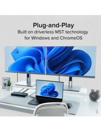 Plugable USB C Docking Station Dual Monitor 2 HDMI Ports, Power Delivery Dock, Dual 4K Monitor for Windows, ChromeOS - 1x USB-C,