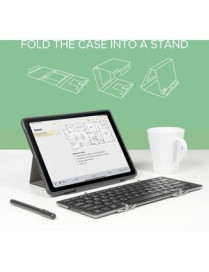 Plugable Foldable Bluetooth Keyboard Compatible with iPad, iPhones, Android, and Windows - Full-Size Multi-Device Keyboard, Wire