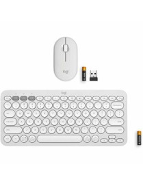 Logitech Pebble 2 Combo Wireless Keyboard and Mouse - USB Type A Wireless Bluetooth Keyboard - Tonal White - USB Type A Wireless