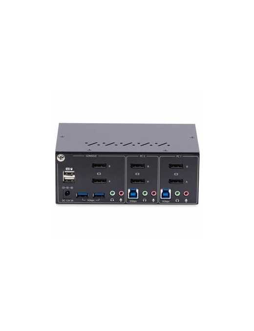 StarTech.com 2-Port Dual-Monitor DisplayPort KVM Switch, 4K 60Hz, 2x USB 5Gbps Ports, Hotkey/Push-Button Switching, TAA Complian