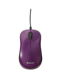 Verbatim Silent Corded Optical Mouse - Purple - Optical - Cable - Purple - USB - Scroll Wheel - 3 Button(s)