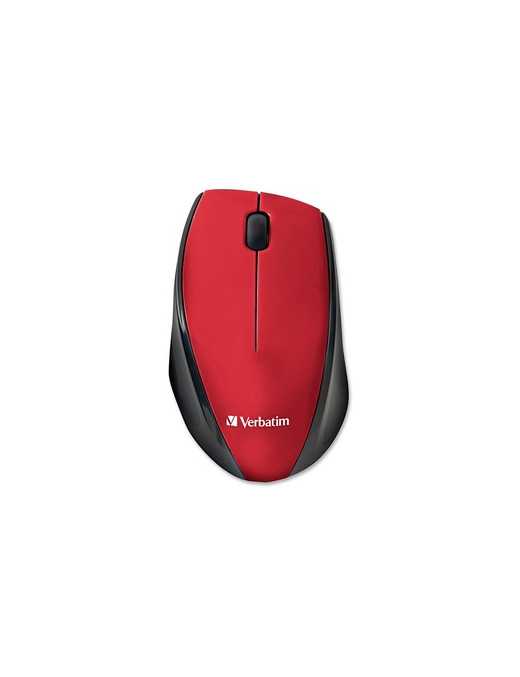 Verbatim Wireless Notebook Multi-Trac Blue LED Mouse - Red - Blue Optical - Wireless - Radio Frequency - 2.40 GHz - Red - 1 Pack