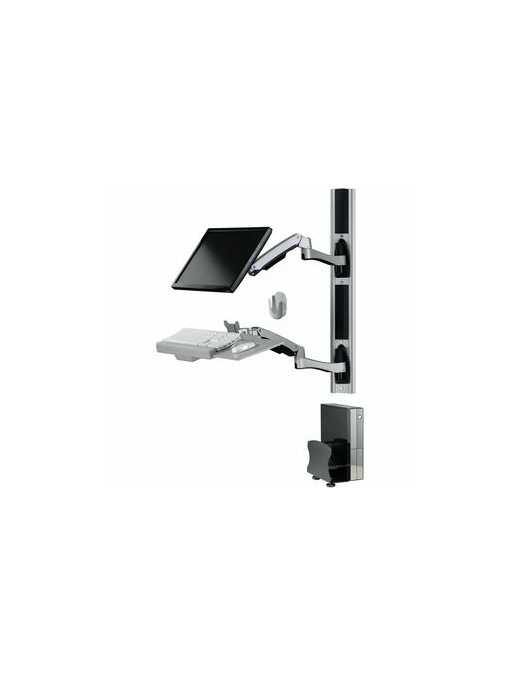 Amer Networks Amer Mounts Dual Arm Track Wall Mount (Display and Keyboard) with Long Display Arm Supports Flat Panel Size up to 